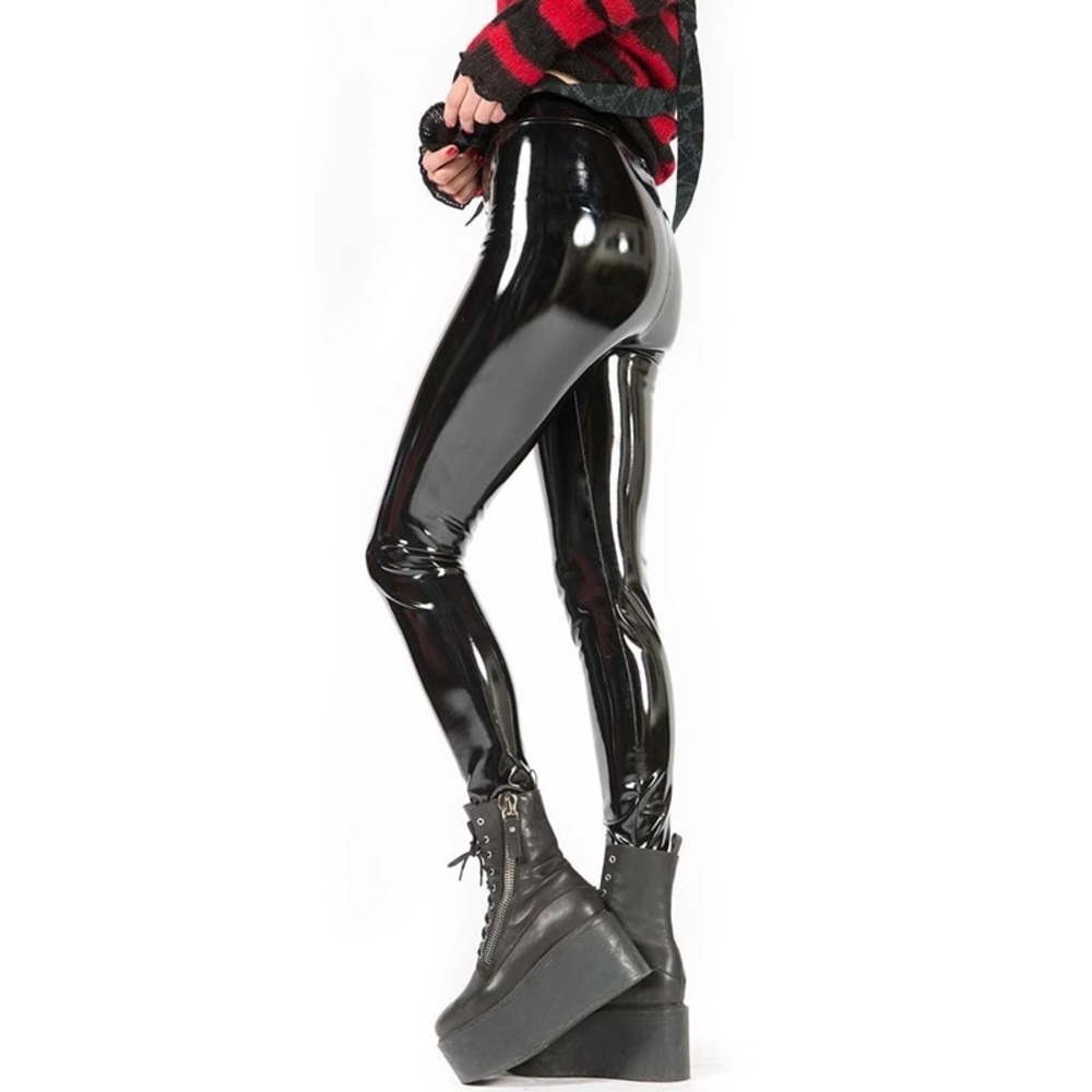 Ladies Street Bodycon Leather Trousers High Waist Pencil Pants